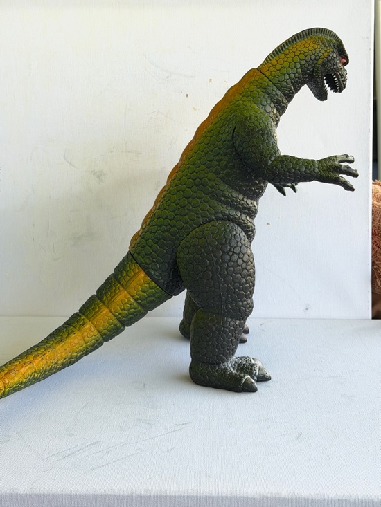 vintage 1986 Godzilla Other - Green Dinosaur Figure Toy with Yellow Accents - Brand Unspecified